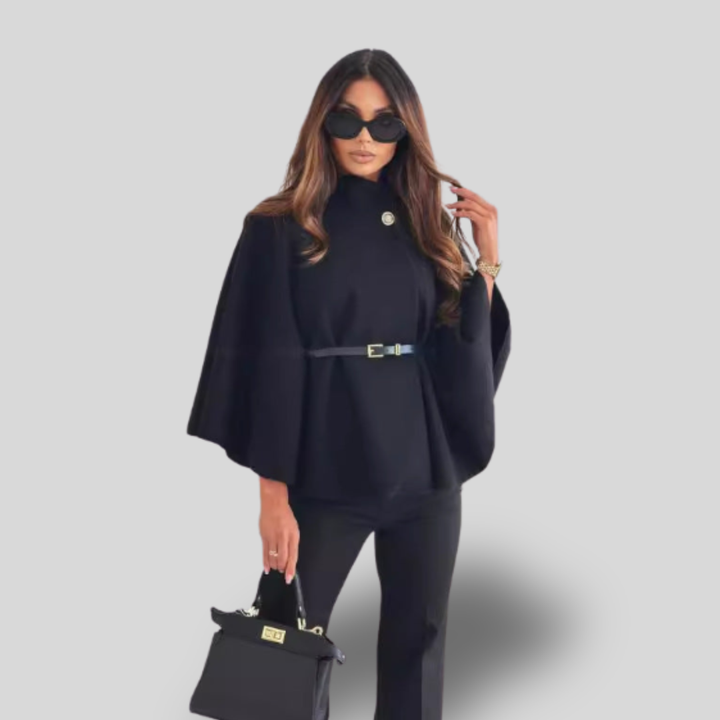 Isabella | Belted Cape-Style Sweater Top