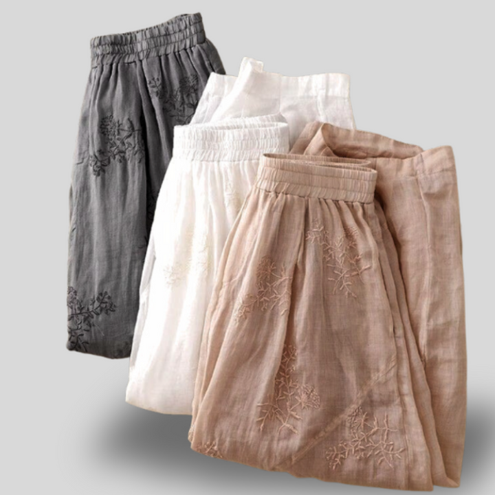 Maica | Embroidered Linen Pants