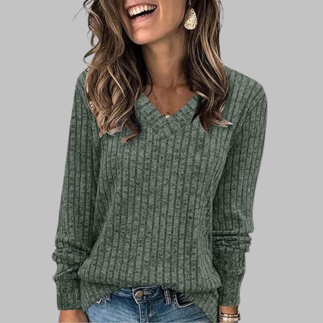 Celina | Relaxed Fit V-Neck Knit Sweater