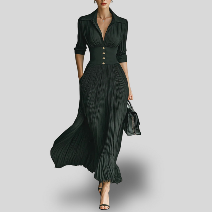 Élodie | Pleated Elegance Shirt Dress