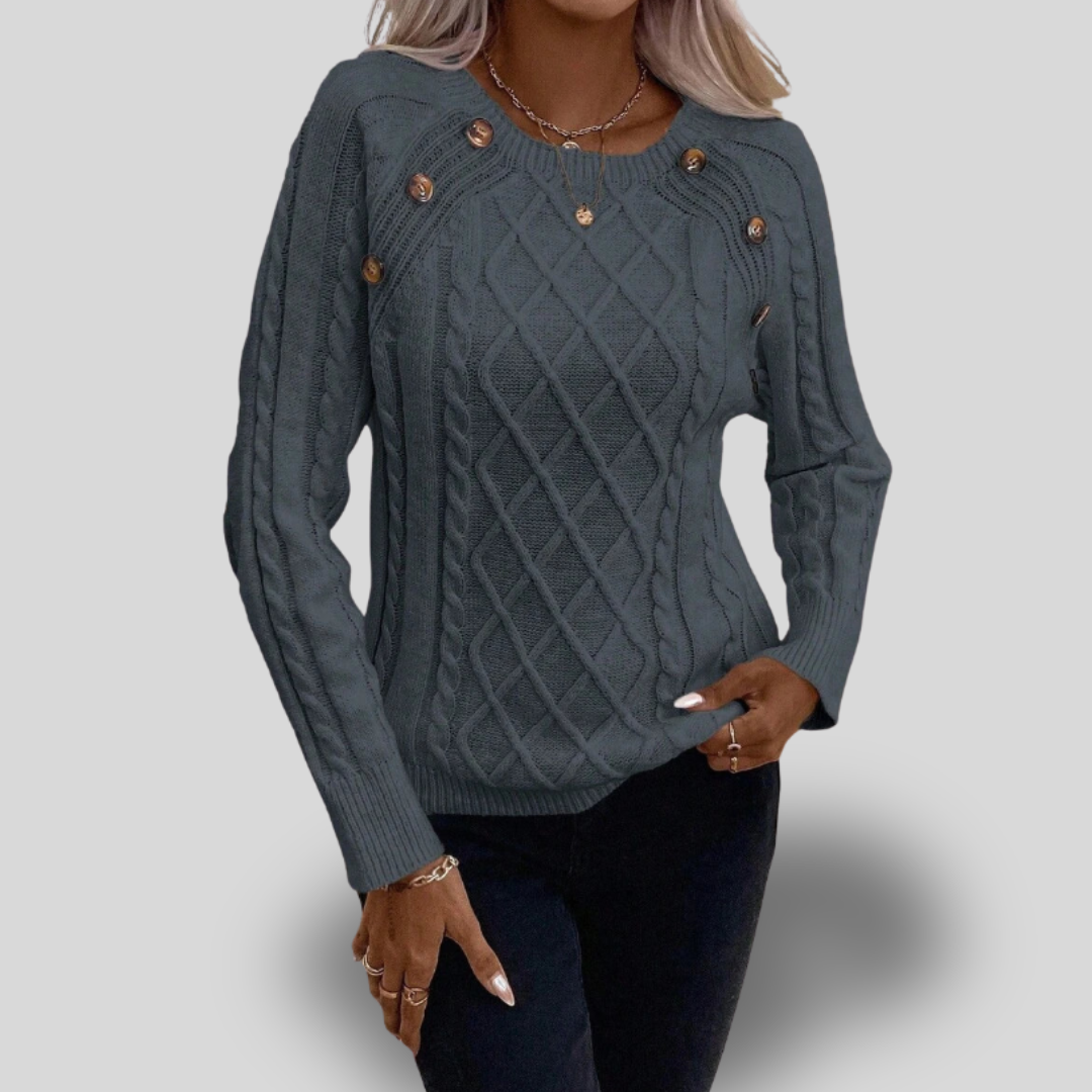 Elisabeth | Cable Knit Button-Detail Sweater