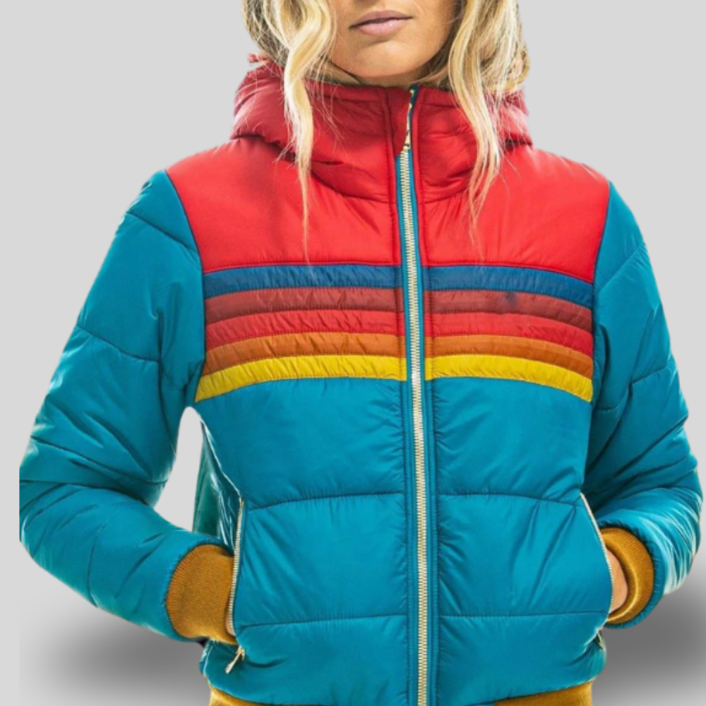 RetroVibe | Colorblock Puffer Jacket