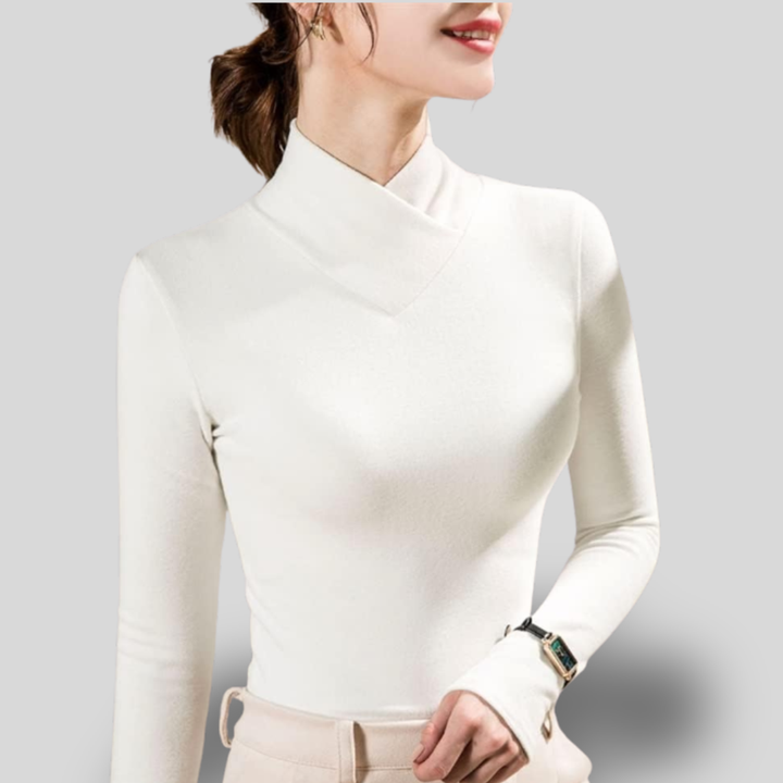 Elara | Asymmetrical Mock Neck Top