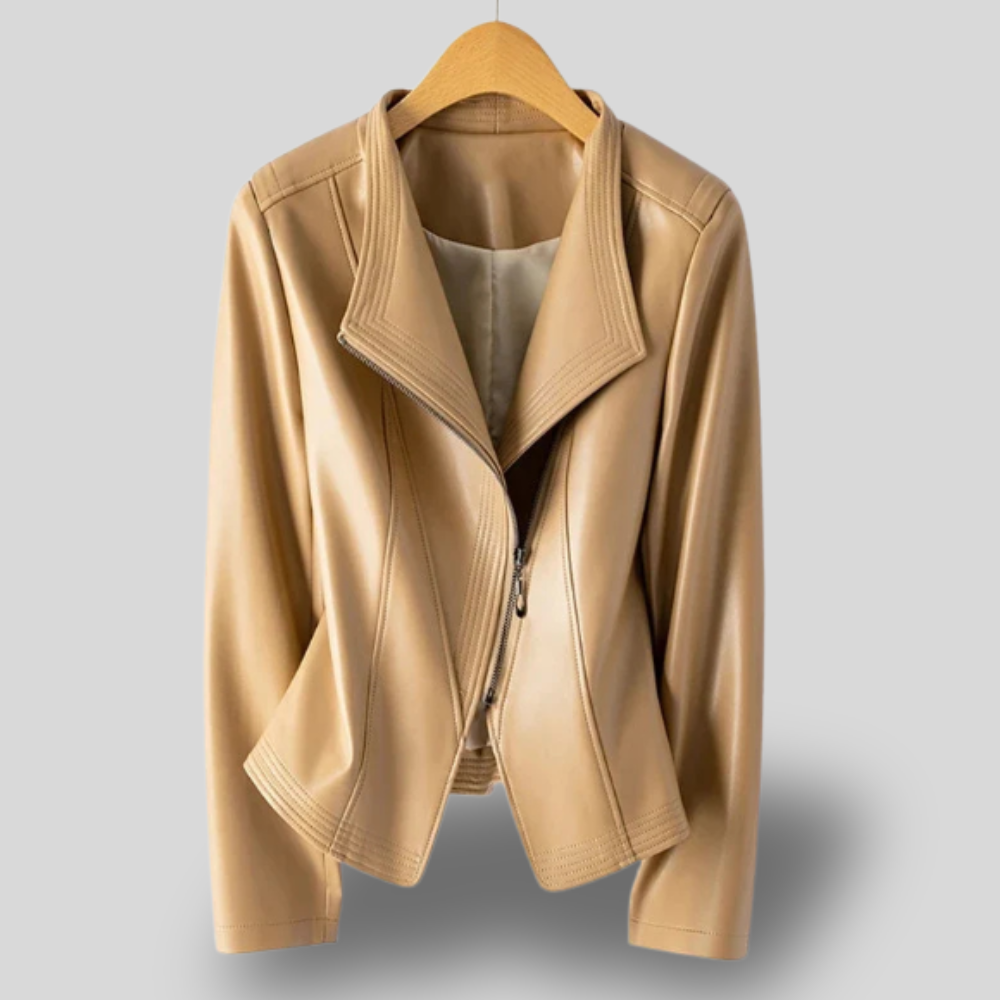 Mirella | Modern Faux Leather Drape Jacket