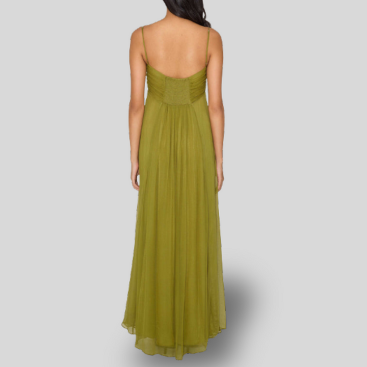 Elise | Moss Green Spaghetti Strap Maxi Dress