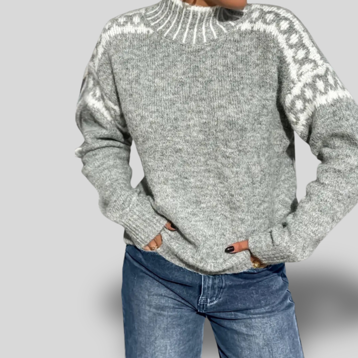 Freja | Nordic Knit Mock Neck Sweater