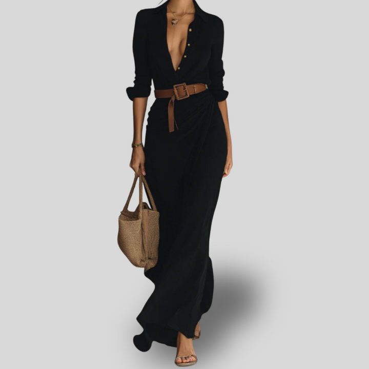 Chloe | Elegant Belted Maxi Dress