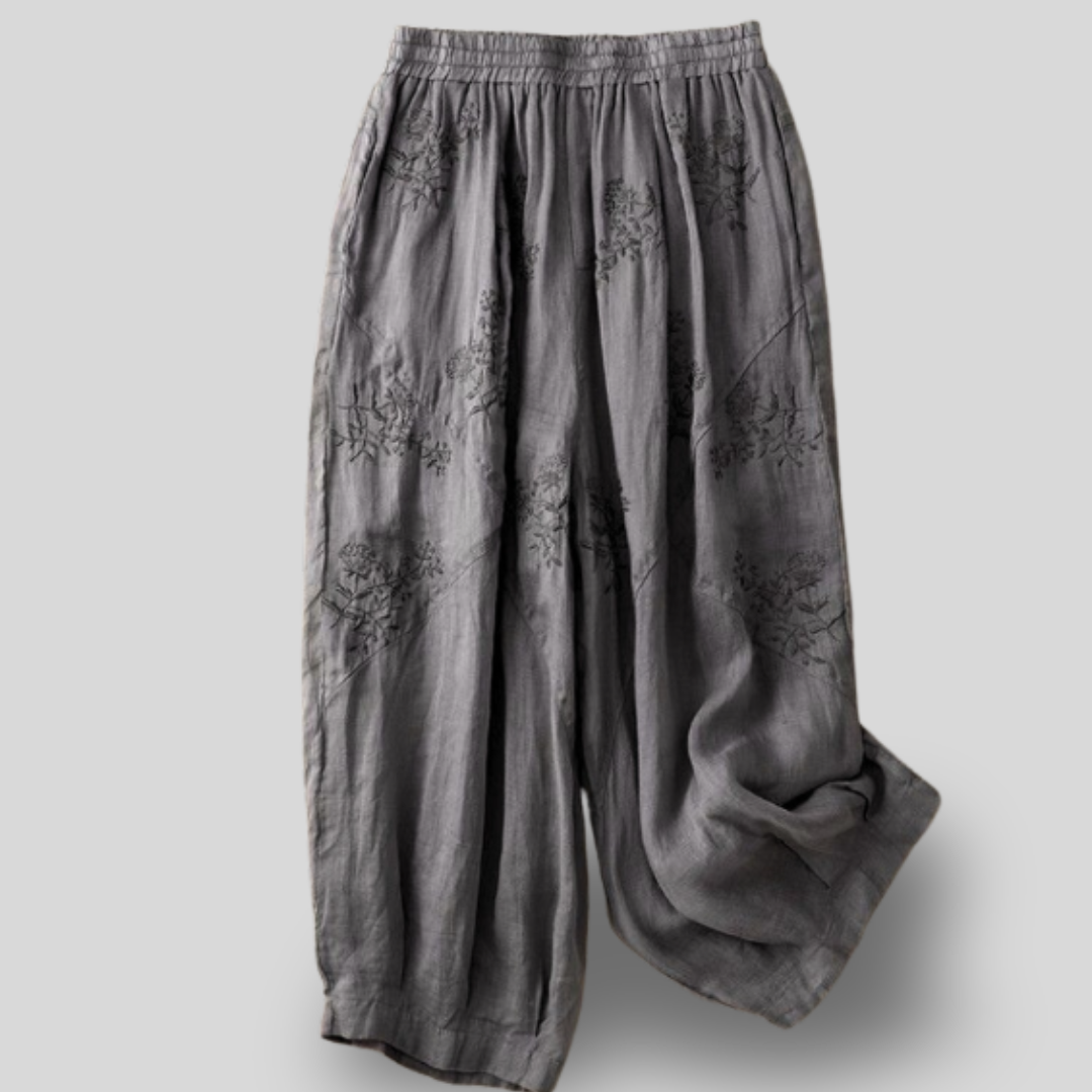 Maica | Embroidered Linen Pants