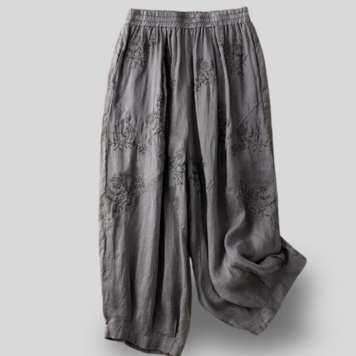 Maica | Embroidered Linen Pants
