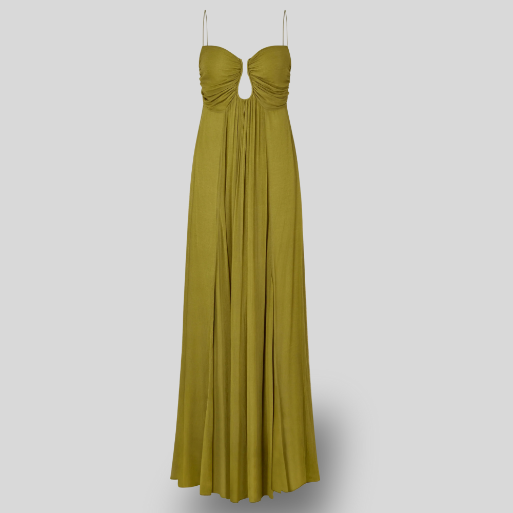 Elise | Moss Green Spaghetti Strap Maxi Dress