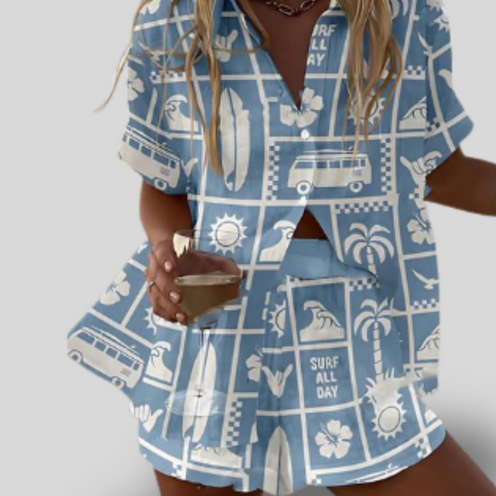 Cali | Boho Beachwear Shirt & Shorts Set