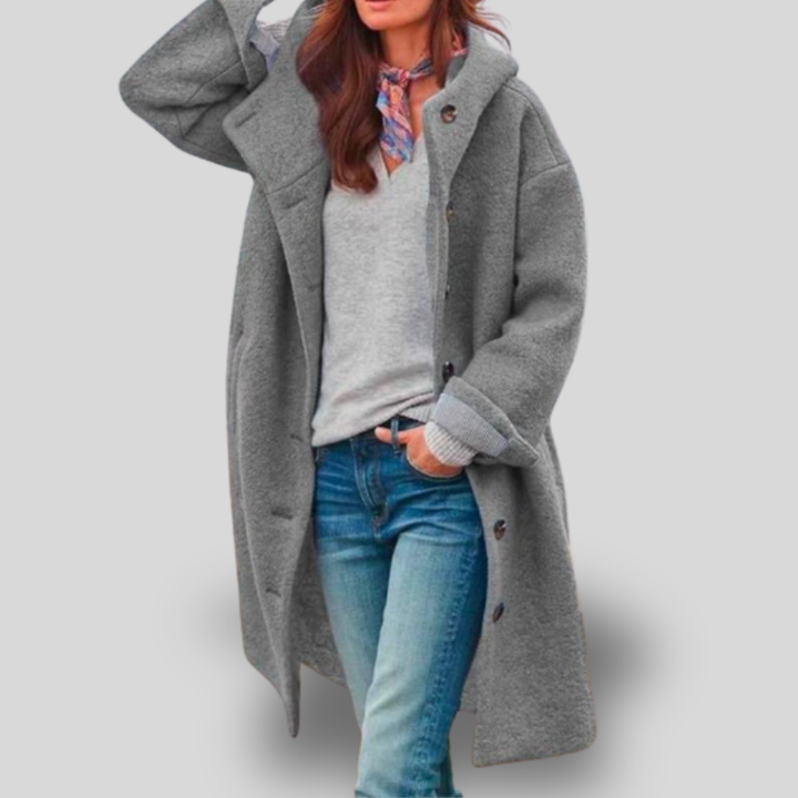 Colette | Button-Up Oversized Fleece Coat with Hood