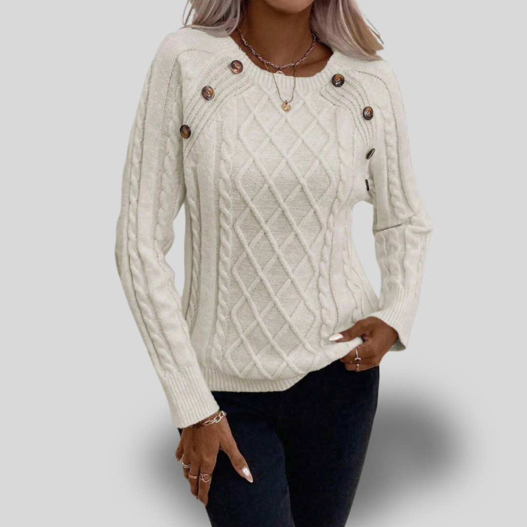 Elisabeth | Cable Knit Button-Detail Sweater