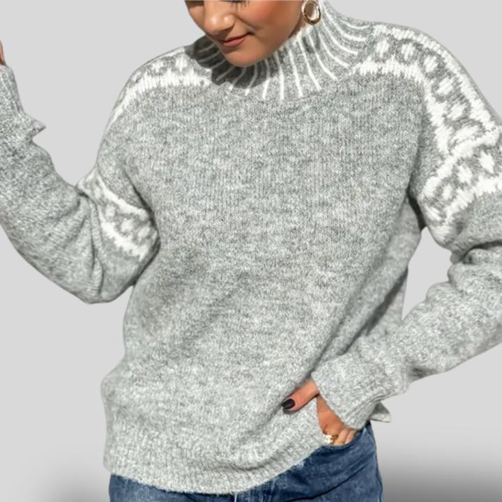 Freja | Nordic Knit Mock Neck Sweater