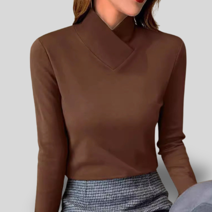 Elara | Asymmetrical Mock Neck Top