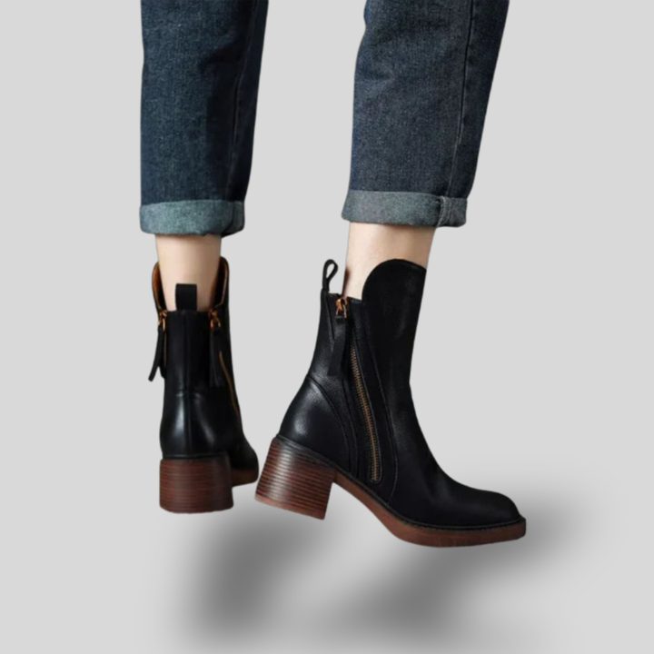 Elena | Classic Mid-Heel Ankle Boots