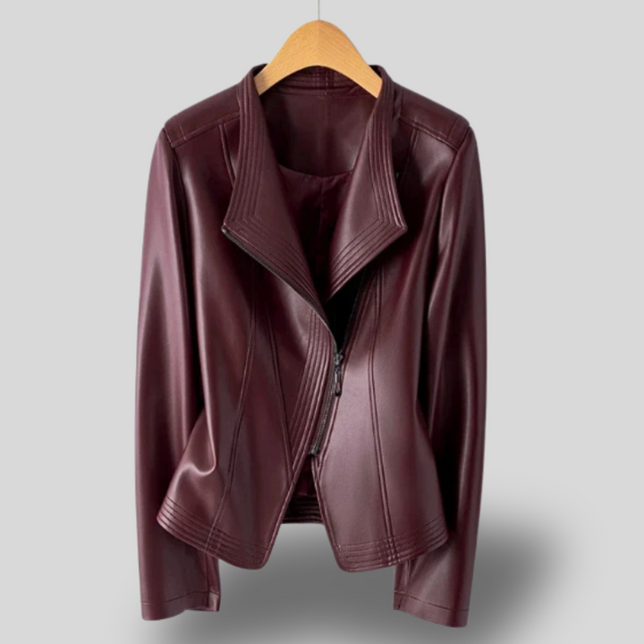 Mirella | Modern Faux Leather Drape Jacket