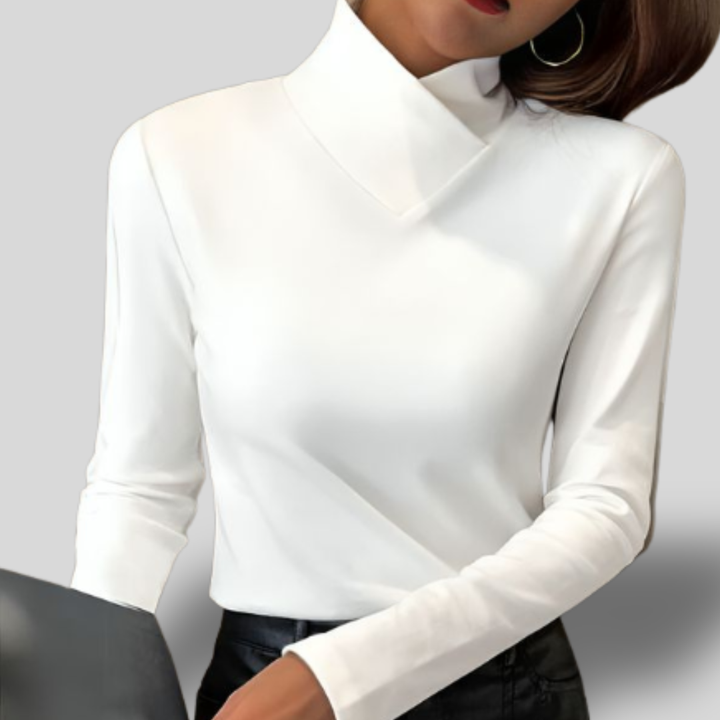 Elara | Asymmetrical Mock Neck Top