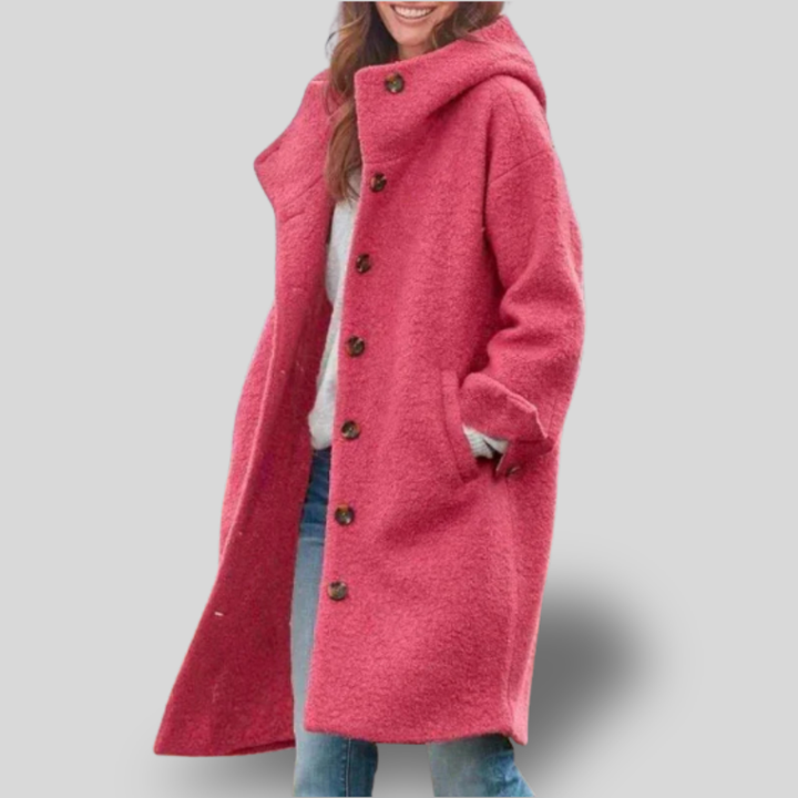 Colette | Button-Up Oversized Fleece Coat with Hood