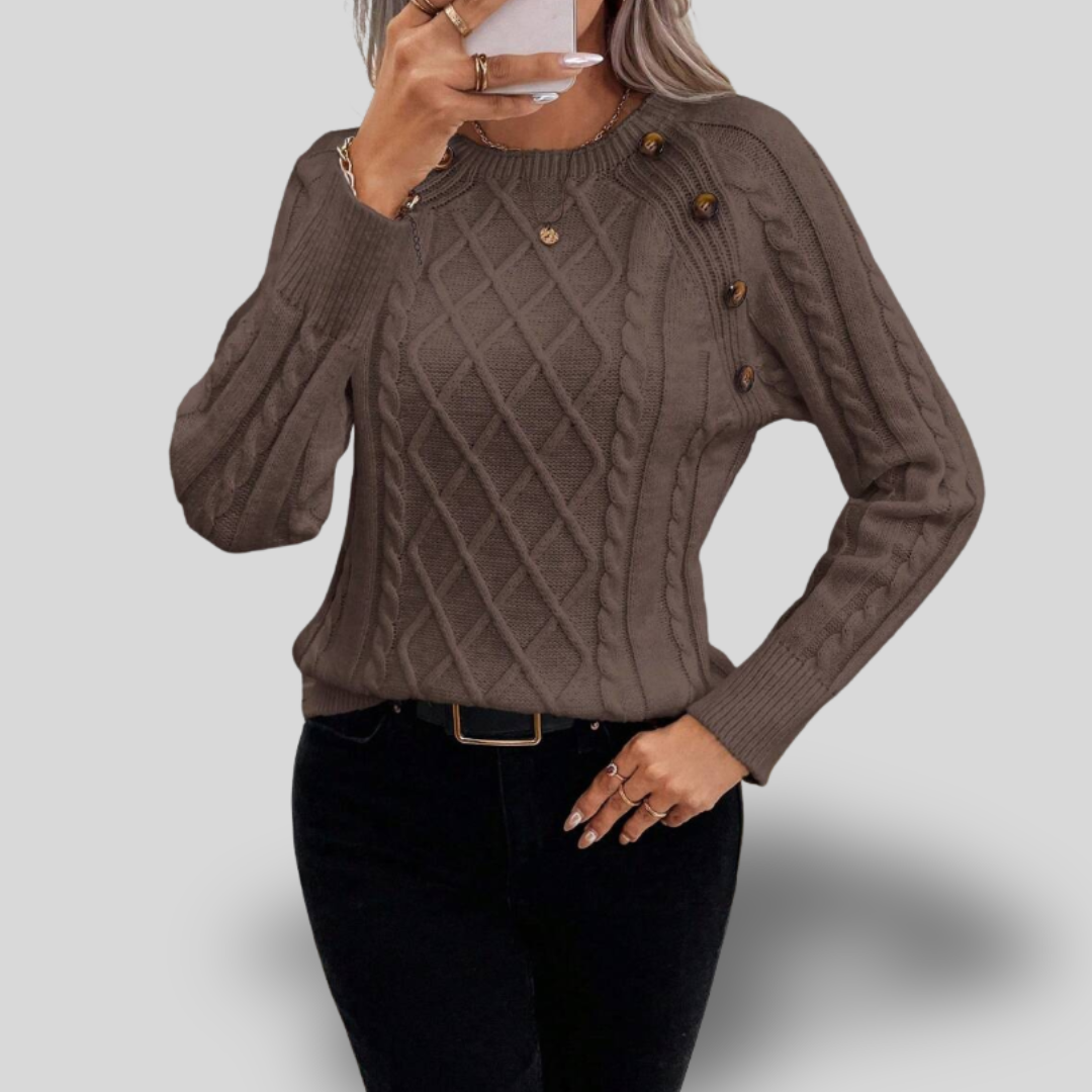 Elisabeth | Cable Knit Button-Detail Sweater