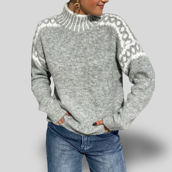 Freja | Nordic Knit Mock Neck Sweater
