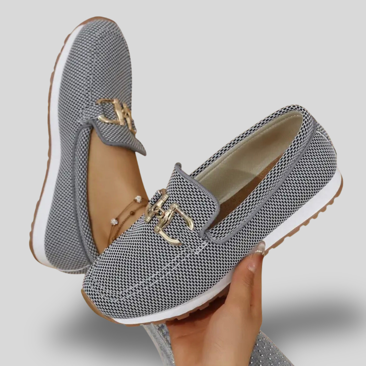 Vivienne | Woven Comfort Loafers with Gold Accent