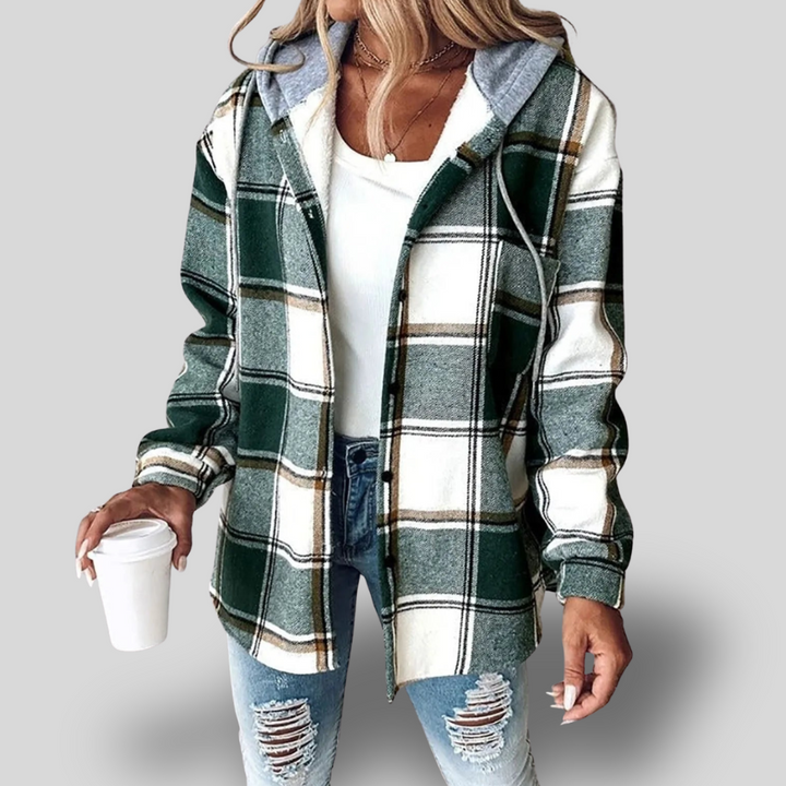 Bella | Cozy Hooded Plaid Jacket