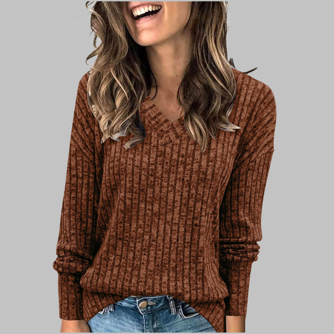 Celina | Relaxed Fit V-Neck Knit Sweater