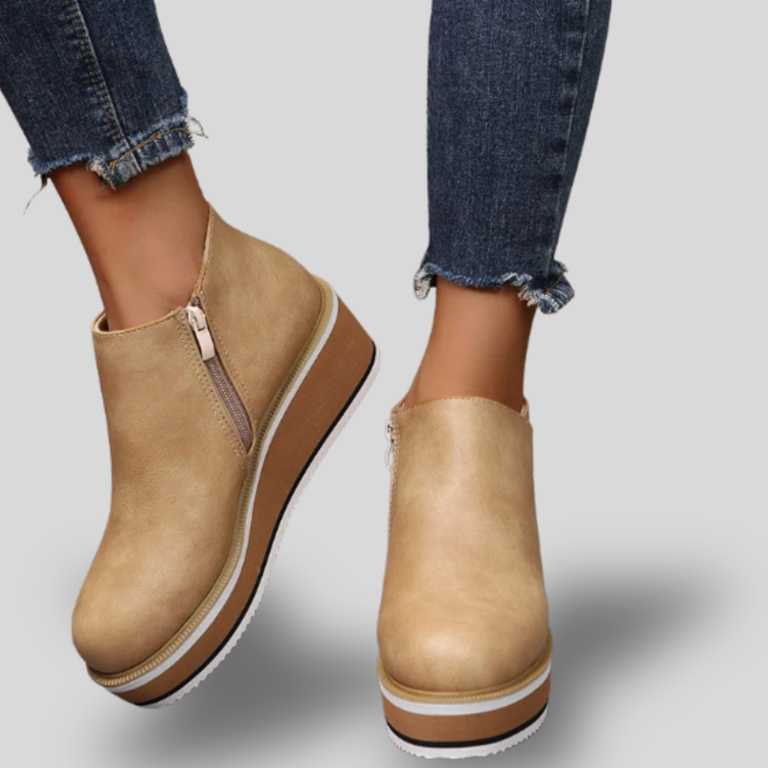 Everlyn| Cozy Side-Zip Wedge Boots