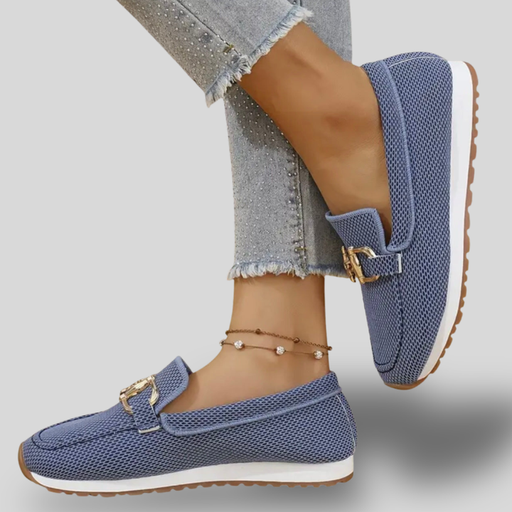 Vivienne | Woven Comfort Loafers with Gold Accent