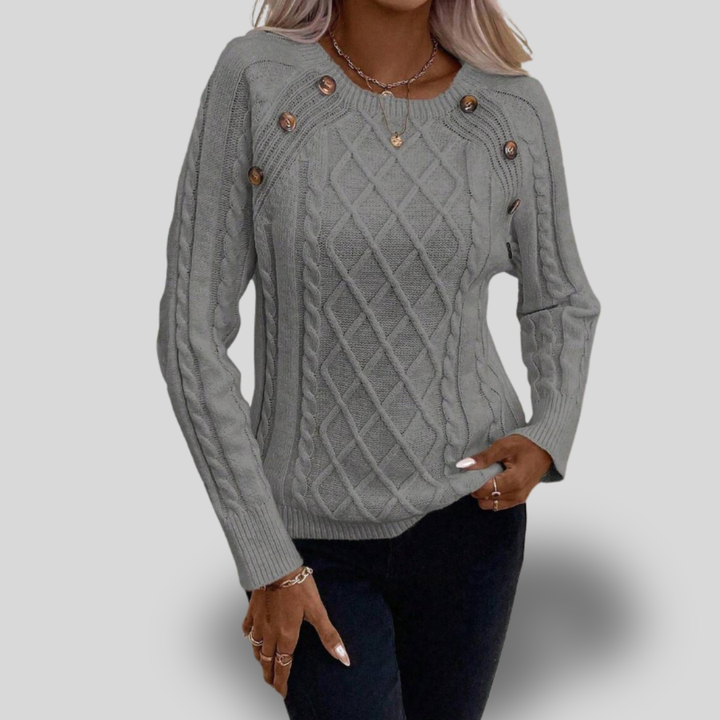 Elisabeth | Cable Knit Button-Detail Sweater