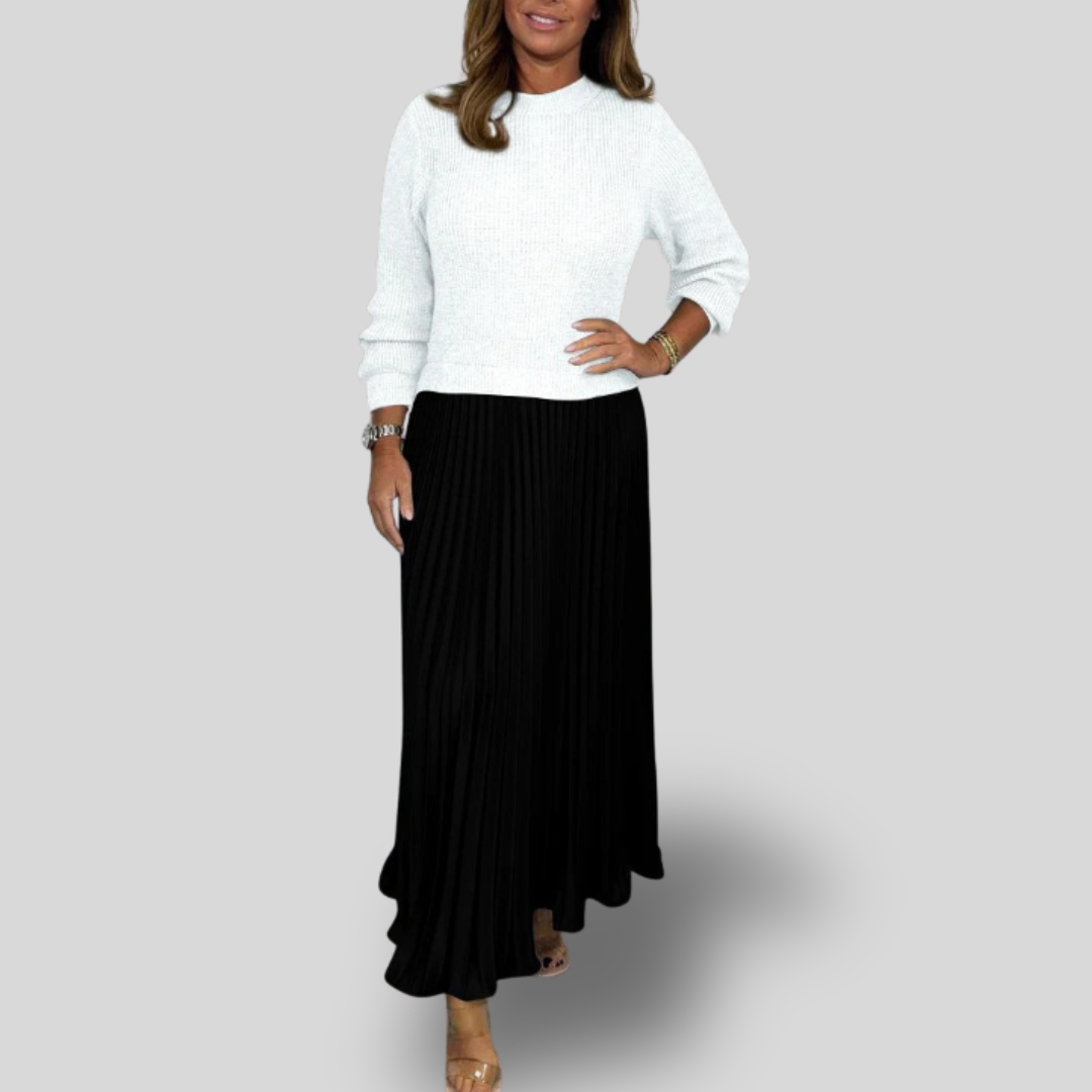 Isla | Knit Sweater & Pleated Skirt Set