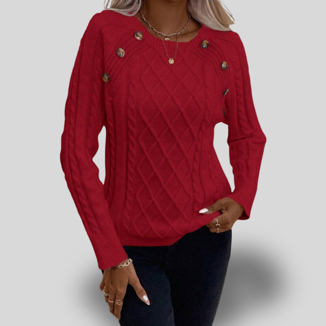 Elisabeth | Cable Knit Button-Detail Sweater