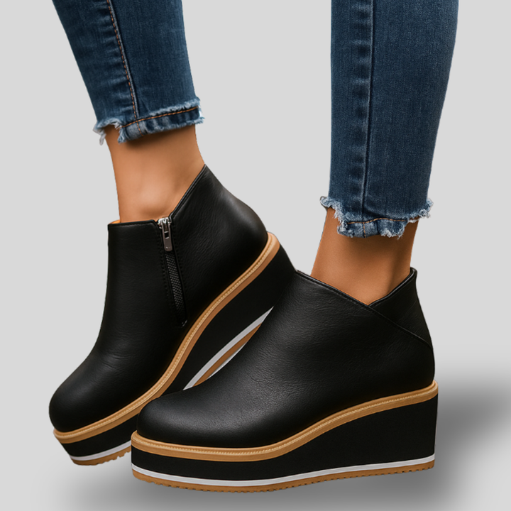 Everlyn| Cozy Side-Zip Wedge Boots