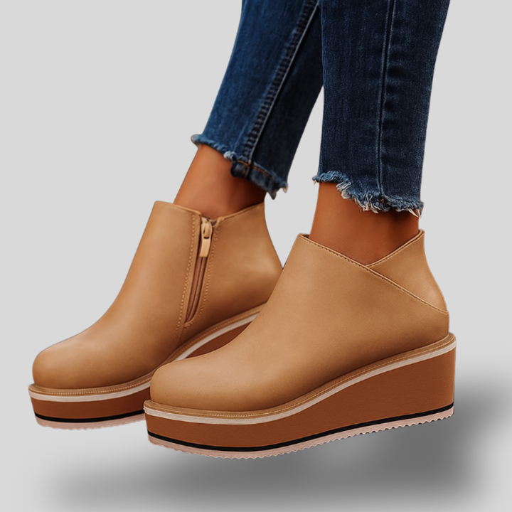 Everlyn| Cozy Side-Zip Wedge Boots