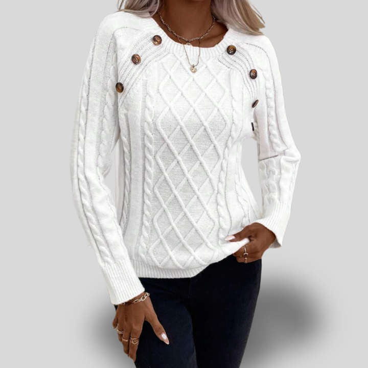 Elisabeth | Cable Knit Button-Detail Sweater