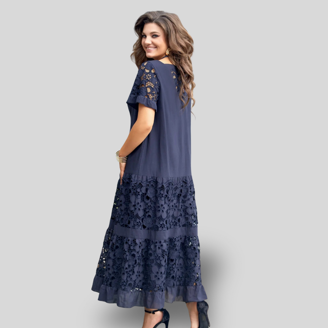 Vivienne | Lace Panel Midi Dress