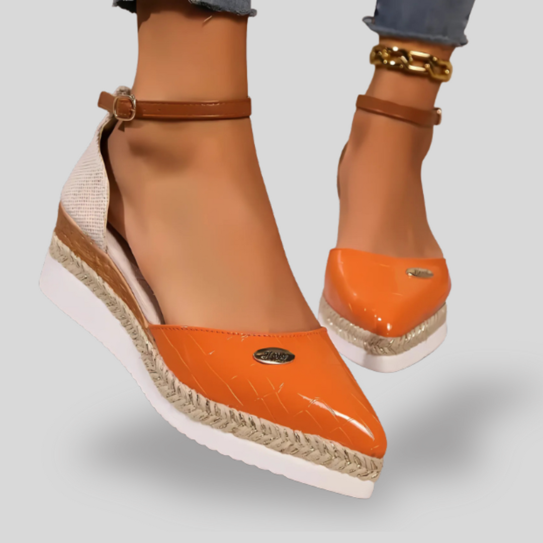 Amélie | Glossy Espadrille Wedges