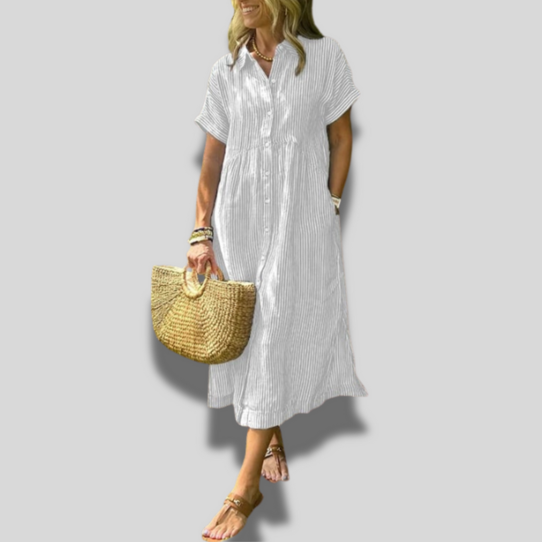 Isaline | Casual Striped Midi Dress