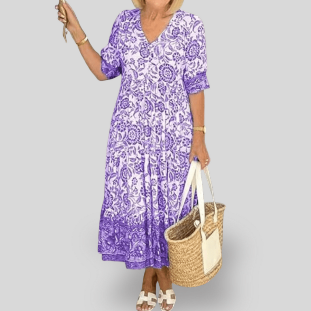 Camille | Floral V-Neck Midi Dress