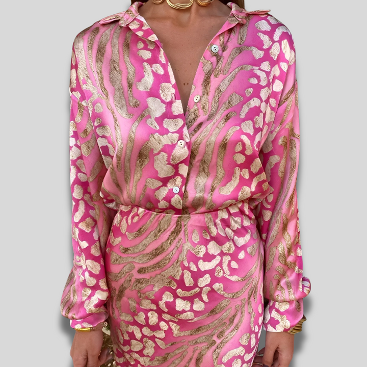 Mei | Elegant Satin Shirt Dress