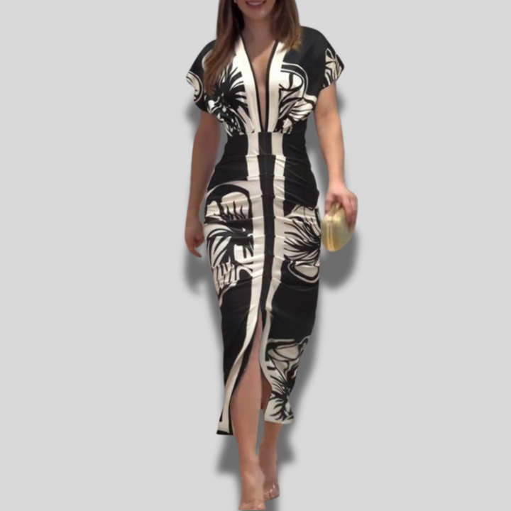 Luciana | Elegant Casual Short Sleeve Midi Dress