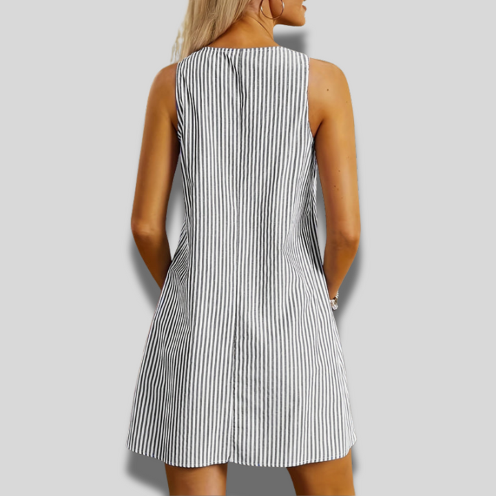 Felicia | Sleeveless Striped Pocket Dress