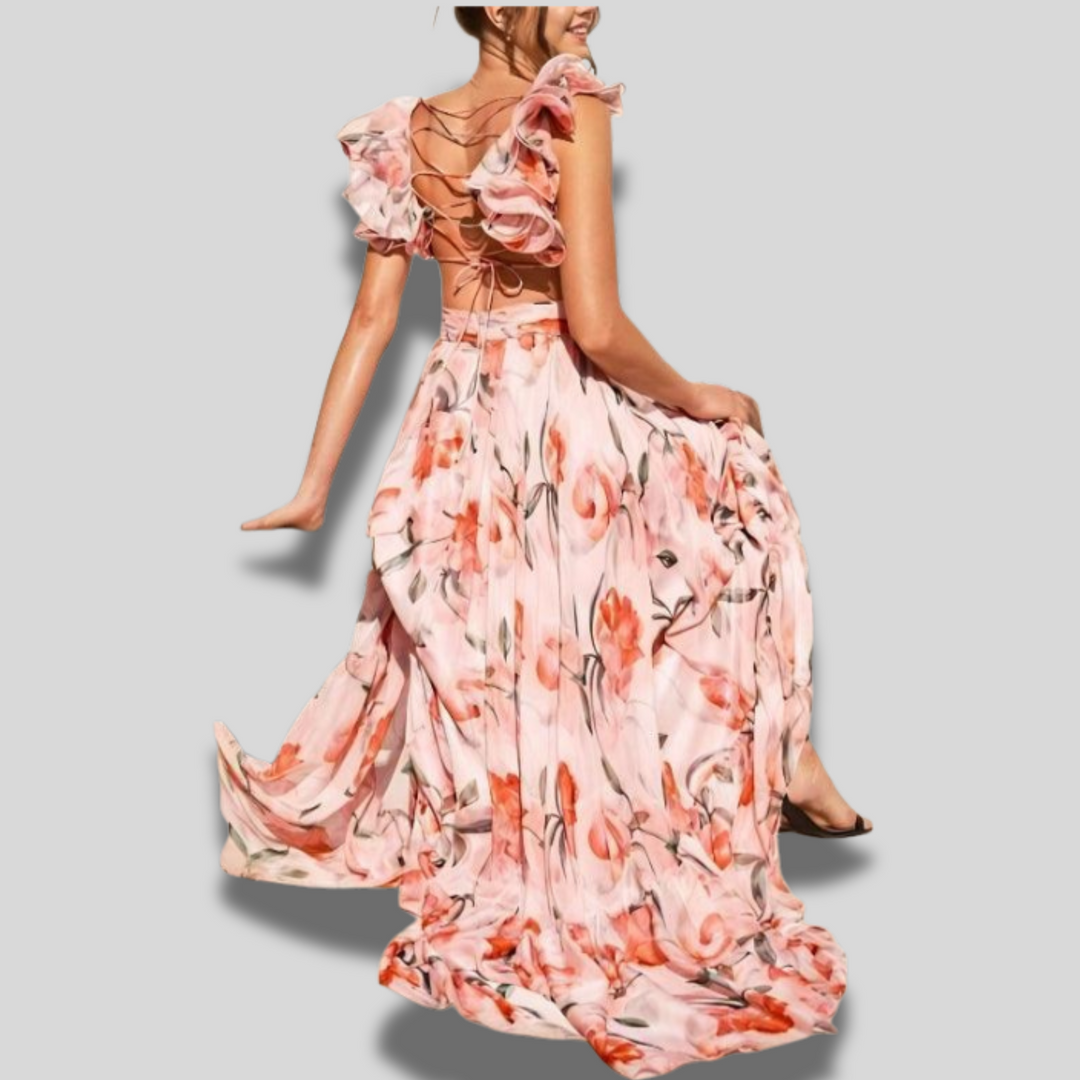 Paula | Backless Printed Maxi Dress