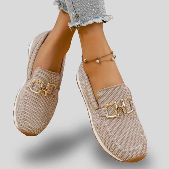 Vivienne | Woven Comfort Loafers with Gold Accent
