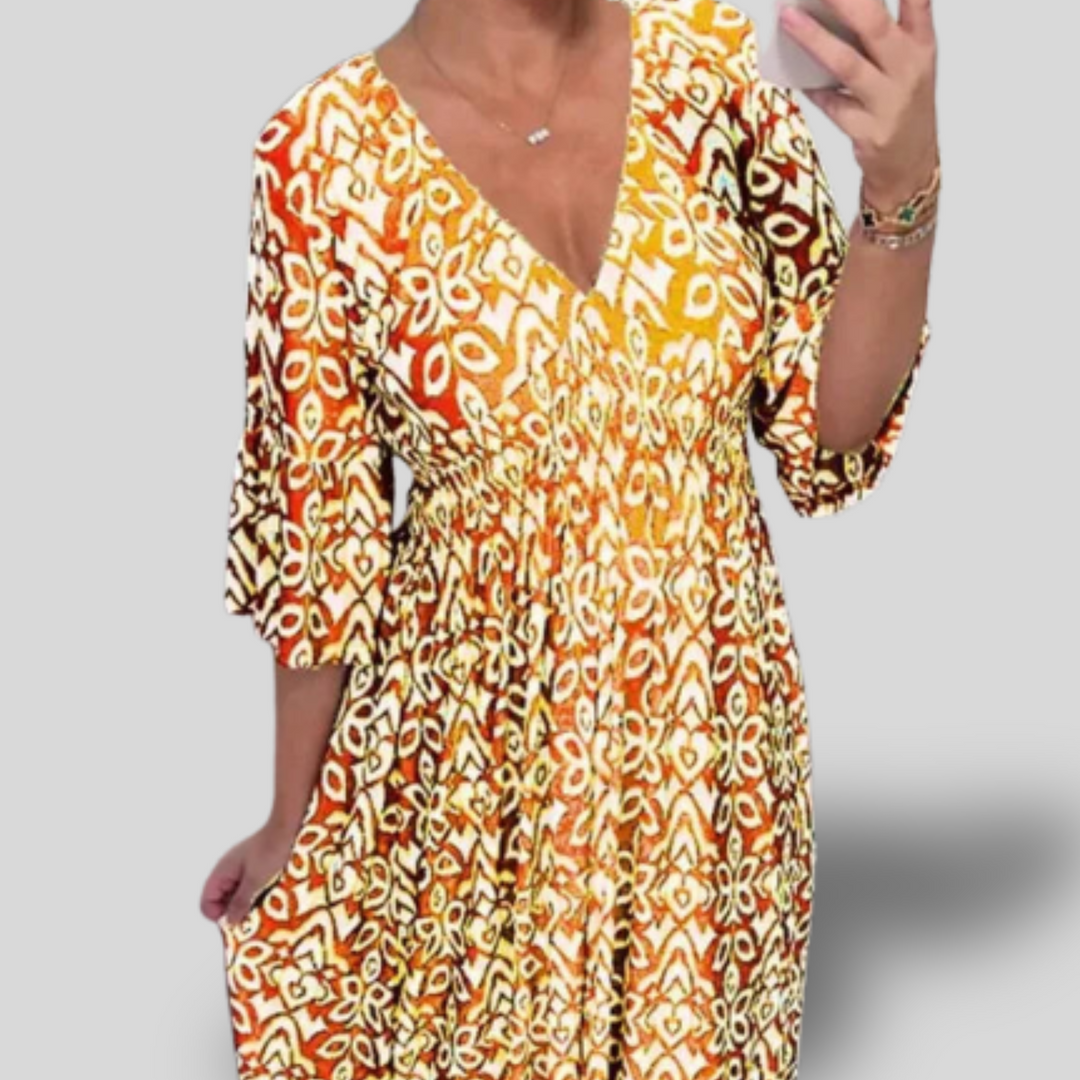Angela | Floral Maxi Dress with V-neck