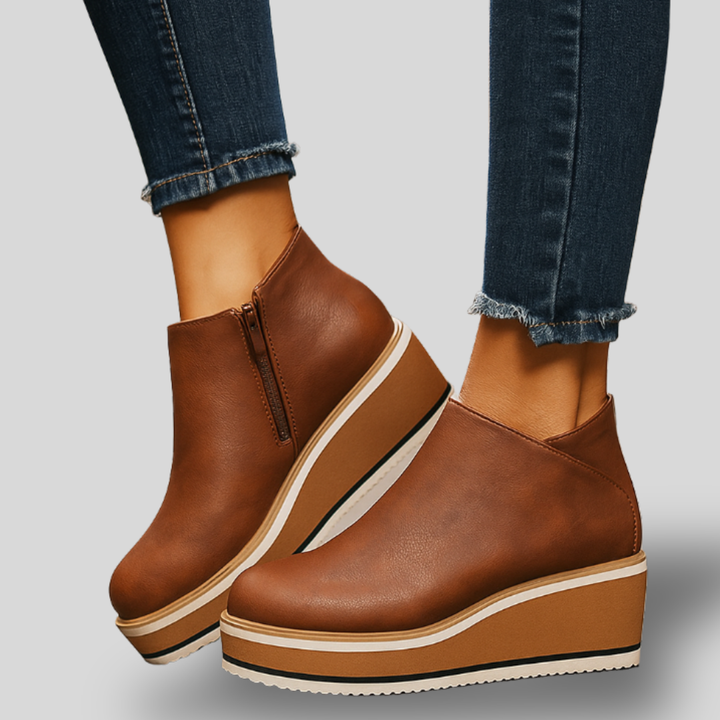 Everlyn| Cozy Side-Zip Wedge Boots