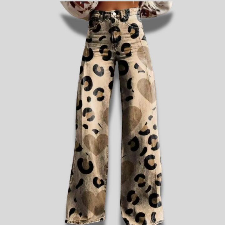 Lily | Animal Print Wide-Leg Jeans