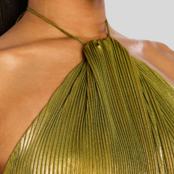 Aurelia | Pleated Metallic Gown