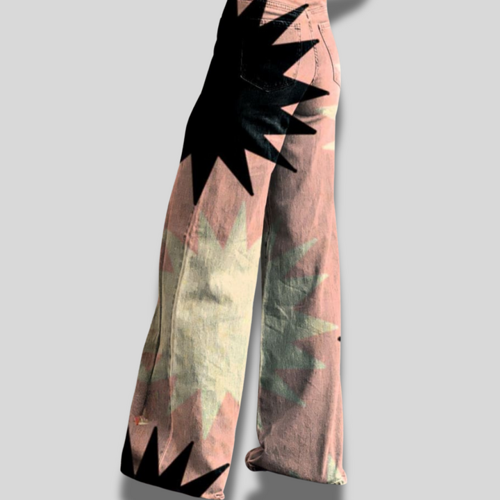 Linda | Starburst Print Wide-Leg Jeans